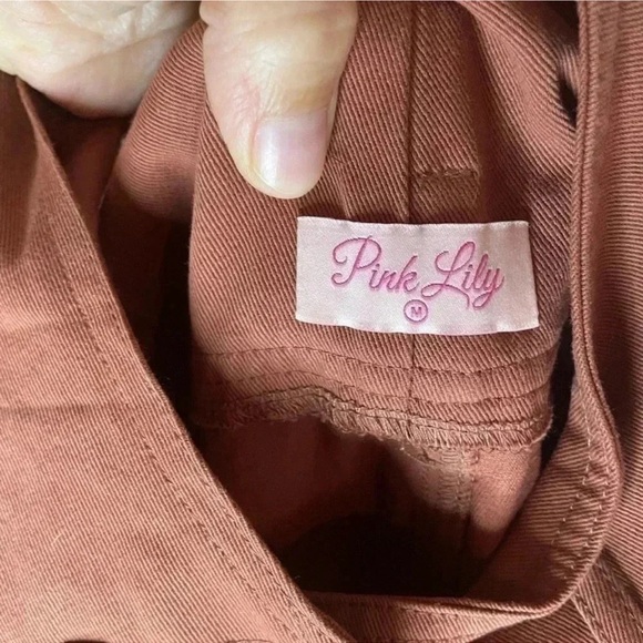 Pink Lily, rust colored, cropped, overalls, size medium - Picture 3 of 3